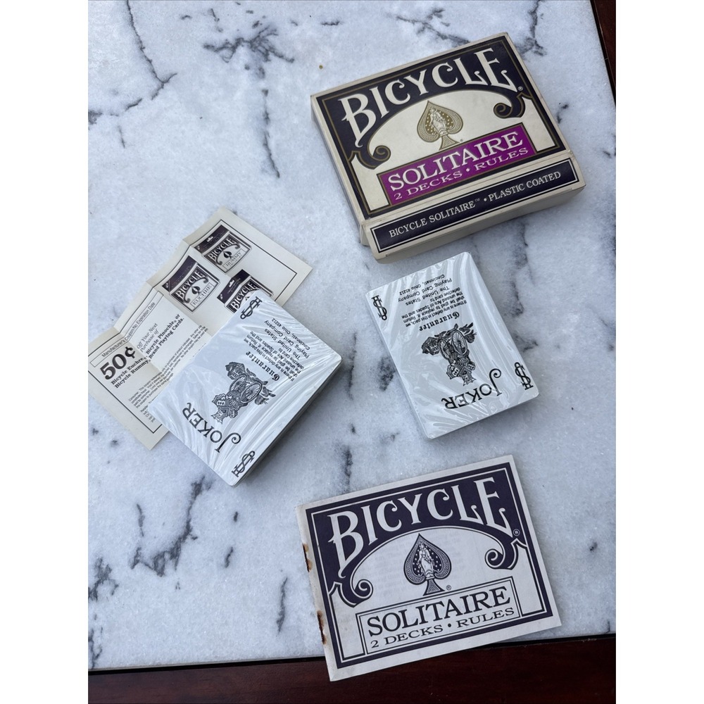 Bicycle Solitaire - Two Decks and Rules -  Decks 1991 NEVER OPENED